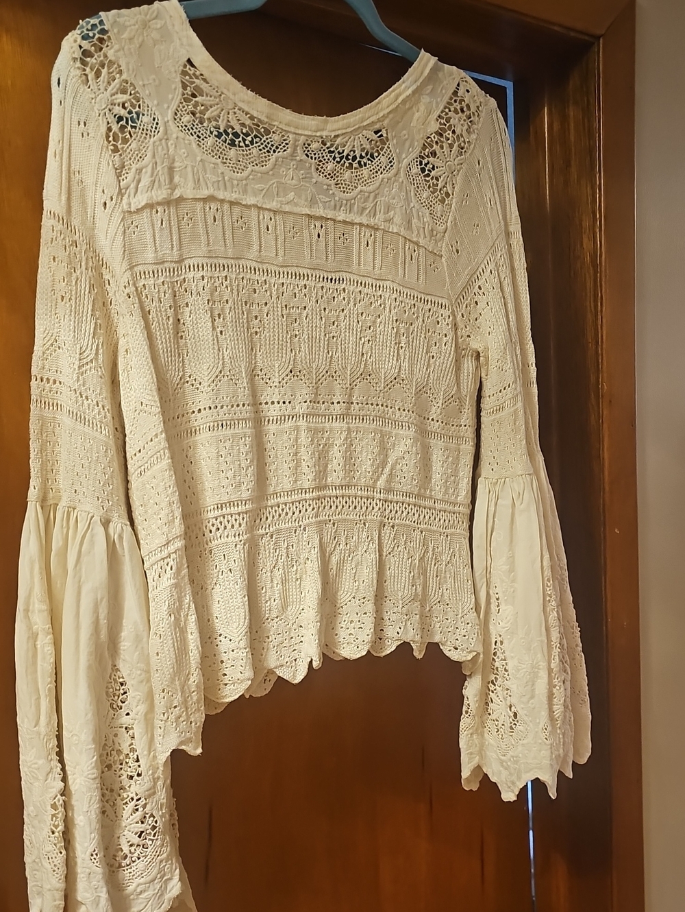 Free People Cream Crochet Lace Tunic Top